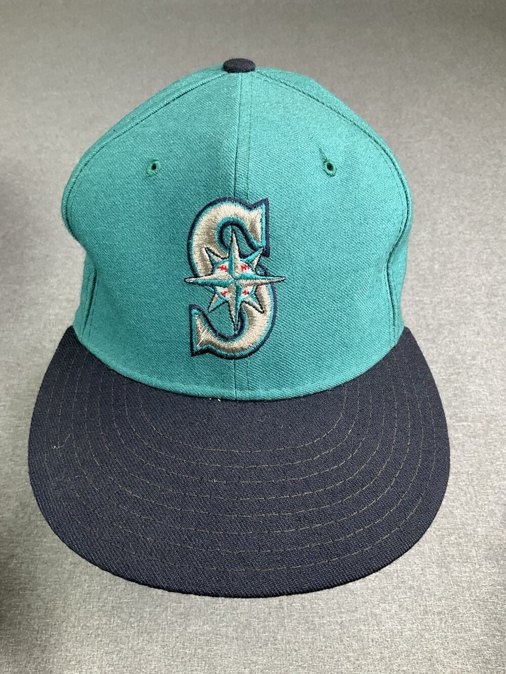 Vintage 90's New Era Seattle Mariners Pro Model 5950 Diamond 7 1/8 Wool Hat